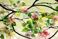 Flameworked Flowers and Leaves ©Cain Art Glass 2016, All Rights Reserved