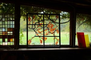 Cain Inc. Art Glass Flameworked Leaves Beveled Glass Contemporary