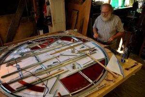 Cain Inc. Art Glass Stained Glass Wayne Cain Assembling Window