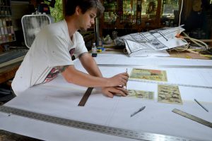 Cain Inc. Daniel White Drawing Billy Ireland Design Painted Glass Stained Glass