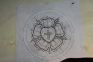 Cain Inc. Daniel; White Drawing Painted Glass Stained Glass Art glass