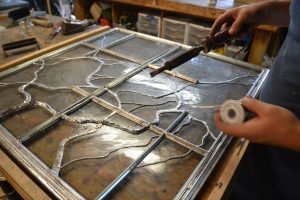 Cain Inc. Daniel White Solder Sculpturing Stained Glass Art Glass Contemporary