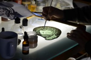 Cain Inc. Daniel White Stained Glass Art Glass Painted Glass