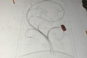 Cain Inc. Wayne Cain Daniel White Briar Hill Drawing Design Stained Glass Window Art Glass Painted Glass