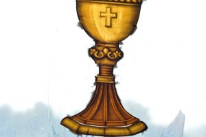 Cain Inc. Wayne Cain Daniel White Painted Glass Stained Glass Art Glass Holy Grail