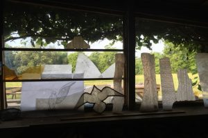 Cain Inc. Wayne Cain Daniel White Painted Glass Study Drawing Stained Glass Art Glass Religous Glass Painted Dove