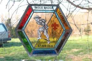 Cain Inc. Wayne Cain Daniel White Wood Badge Boy Scouts Stained Glass Leaded Glass Painted Glass