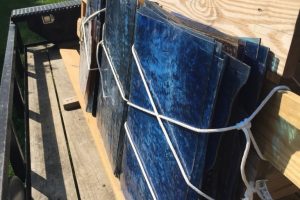 Cain Inc. Wayne Cain Glass Rack on truck trailor transporting glass stained glass art glass