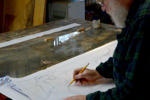 Cain Inc. Wayne Cain Light Tablr Stained Glass Design Drawing