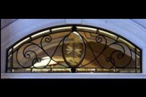 Traditional Beveled Glass Transom With Etching